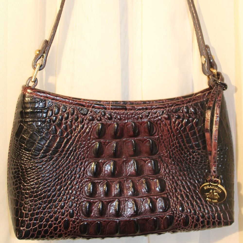 Brahmin Meg HANDBAG in Pecan Melbourne Brown, small petite size shoulder bag VTG